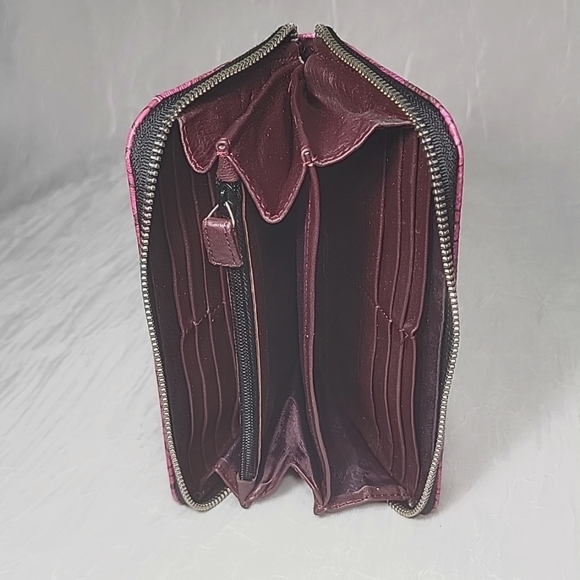 Pineda Covalin Istmo Large Full Zip Around Wallet Fuchsia & Hot Pink Floral - Picture 9 of 9